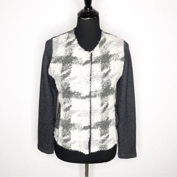 Dolan gray and cream mixed knit full zip jacket size Small - Picture 1 of 15